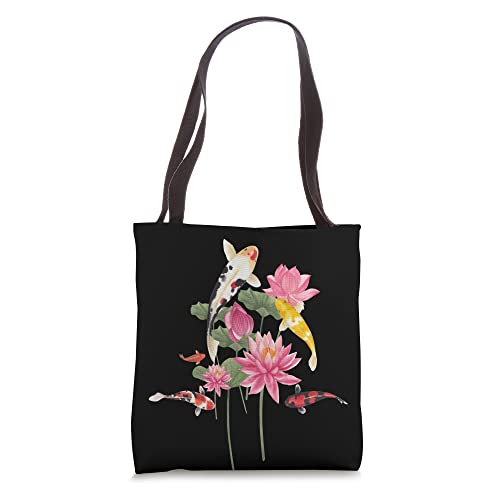 Japanese Koi Carp Nishikigoi Fish Water Lilies Pads Tote Bag