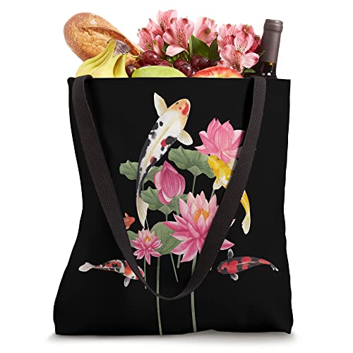 Japanese Koi Carp Nishikigoi Fish Water Lilies Pads Tote Bag