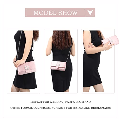 Lanpet Evening Bags For Women Diamantes Embellished Satin Clutch Purse For wedding Party