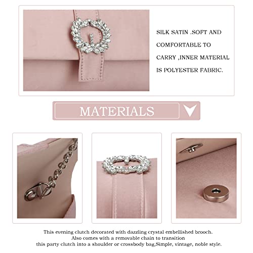 Lanpet Evening Bags For Women Diamantes Embellished Satin Clutch Purse For wedding Party