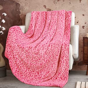 pink cheetah print blanket gifts for women flannel fleece leopard print throw blanket warm soft cozy cheetah blanket for couch bed sofa leopard blankets & throws for mom adult leopard decor 50″×60″