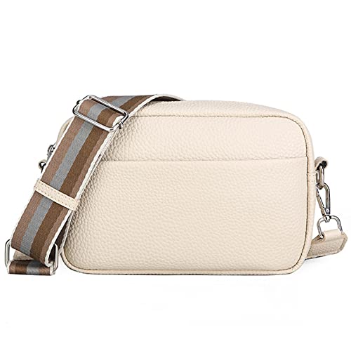 DIVCIDLC Small Crossbody Bag with Wide Guitar Strap Camera Purse Shoulder Handbag Satchel, Off White