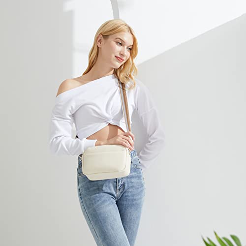 DIVCIDLC Small Crossbody Bag with Wide Guitar Strap Camera Purse Shoulder Handbag Satchel, Off White