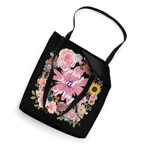 Bright Spring Flowers on Black Fashion Tote Bag