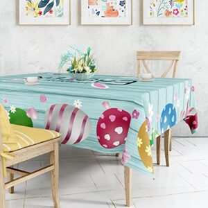 cuteiush easter egg rectangle tablecloth waterproof fabric happy easter table cover 60x84inch easter spring party holiday table cloth protector 60x84inch for home kitchen dinning decoration