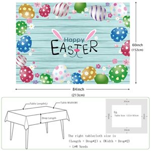 Cuteiush Easter Egg Rectangle Tablecloth Waterproof Fabric Happy Easter Table Cover 60x84inch Easter Spring Party Holiday Table Cloth Protector 60x84inch for Home Kitchen Dinning Decoration