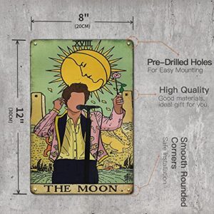 Vintage Harry Styles Poster Metal Sign, 3 Piece The Orange Sun Moon Star Harry Styles Tarot Card Poster Wall Art Print Painting, Retro Boho Hippie Indie Tin Sign Home Wall Decor for Bedroom Living room