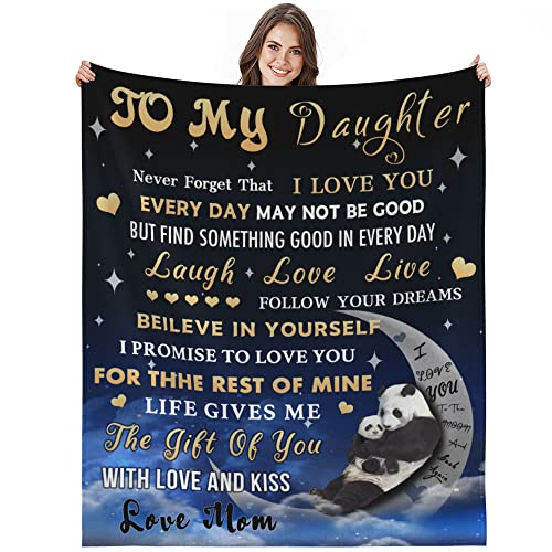 ZUMAS Daughter Gifts from Mom Dad, Unique Birthday Gifts for Daughter Adult Women, to My Daughter Throw Blanket from Mom (Panda Moon, 50X60 Inch)