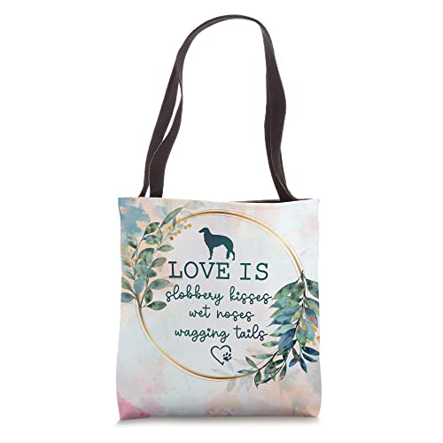 Silken Windhound Watercolor Love Is Slobbery Kisses Wet Nose Tote Bag