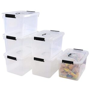 eudokkyna 10 l clear storage bins with lids, plastic latch boxes containers set of 6