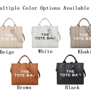 Women's Leather Tote Bag - Spacious and Versatile with Shoulder, Crossbody, and Zipper Features for Travel, School