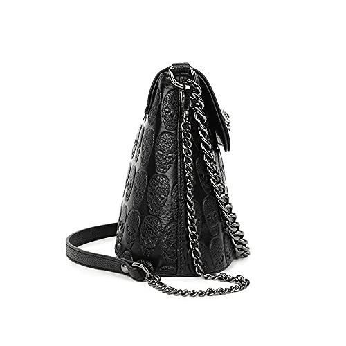 YAQUNICER Women's PU Leather Handbags Tote Satchel Hobo Shoulder Crossbady Bags Skull metal pendant Premium-Black 3