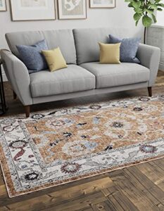 rugs.com eco traditional collection rug – 5′ x 8′ almond beige medium rug perfect for bedrooms, dining rooms, living rooms