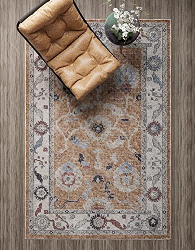 Rugs.com Eco Traditional Collection Rug – 5' x 8' Almond Beige Medium Rug Perfect for Bedrooms, Dining Rooms, Living Rooms