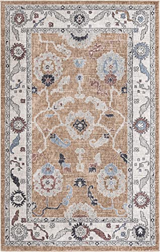 Rugs.com Eco Traditional Collection Rug – 5' x 8' Almond Beige Medium Rug Perfect for Bedrooms, Dining Rooms, Living Rooms