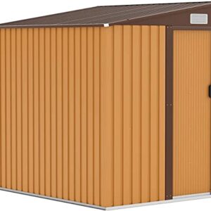 Outdoor Storage Shed, 4.5 x 6.3 FT Outdoor Storage Garden Shed with Sliding Door, Metal Shed Outdoor Steel Tool Shed with Pent Roof, Outdoor Sheds Storage Outside Cabinet for Backyard Patio Lawn