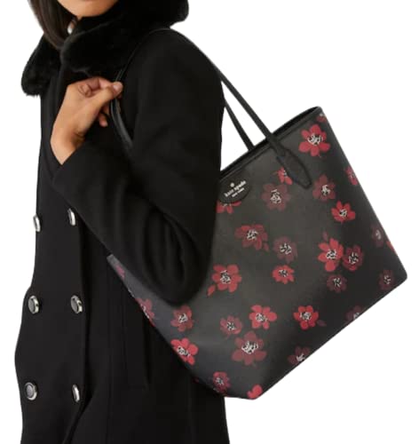 Kate Spade Lori Large Top Zip Tote Black Multi Dancing Bloom Red Floral