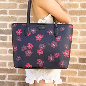 Kate Spade Lori Large Top Zip Tote Black Multi Dancing Bloom Red Floral