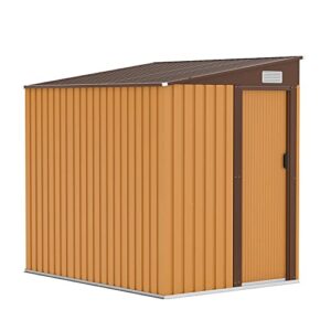 Outdoor Storage Shed 4.5 x 6.3 FT, Outdoor Storage Garden Shed with Sliding Door, Metal Shed Lean to Shed with Pent Roof and Vents, Outdoor Sheds Storage Outside Cabinet for Backyard, Patio, Lawn