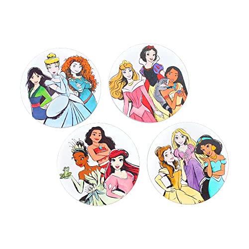 Zrike Disney Princess Courage to Be Kind Coasters - 4" Ceramic Drink Holders - Use for Hot or Cold Beverages Protects Surfaces Functional & Collectible Design Doubles as Decor Gift for Any Occasion