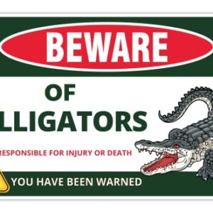 Venicor Beware Alligator Sign - 8 x 12 Inches - Aluminum - Alligator Warning Room Decor Gator Decoration Stickers Poster Stuff