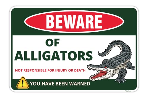 Venicor Beware Alligator Sign - 8 x 12 Inches - Aluminum - Alligator Warning Room Decor Gator Decoration Stickers Poster Stuff