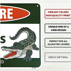 Venicor Beware Alligator Sign - 8 x 12 Inches - Aluminum - Alligator Warning Room Decor Gator Decoration Stickers Poster Stuff