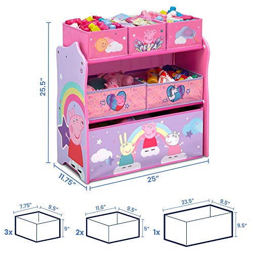 Delta Children Chair Desk with Storage Bin + Design and Store 6 Bin Toy Storage Organizer, Peppa Pig (Bundle)