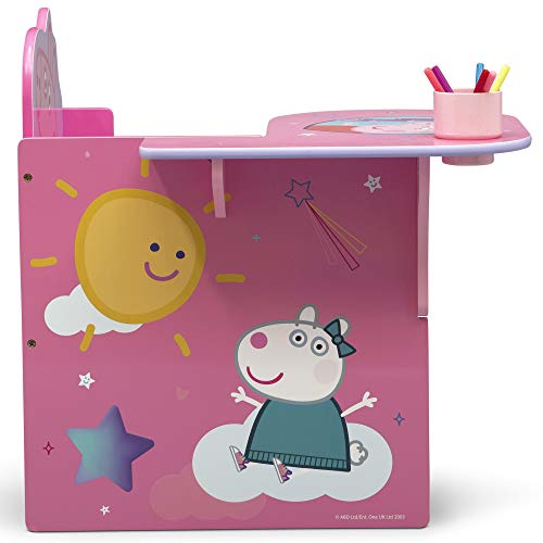 Delta Children Chair Desk with Storage Bin + Design and Store 6 Bin Toy Storage Organizer, Peppa Pig (Bundle)