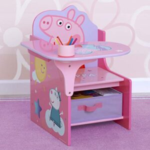 Delta Children Chair Desk with Storage Bin + Design and Store 6 Bin Toy Storage Organizer, Peppa Pig (Bundle)