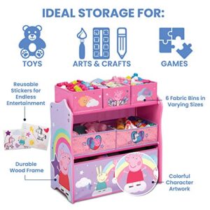 Delta Children Chair Desk with Storage Bin + Design and Store 6 Bin Toy Storage Organizer, Peppa Pig (Bundle)