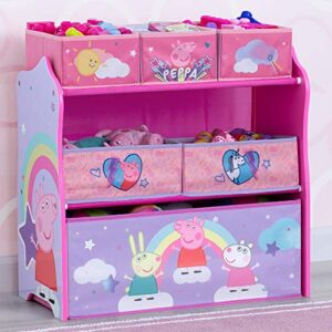 Delta Children Chair Desk with Storage Bin + Design and Store 6 Bin Toy Storage Organizer, Peppa Pig (Bundle)