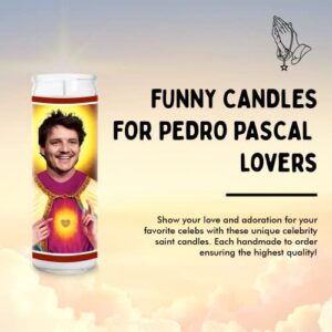 Pedro Pascal Celebrity Prayer Candle - Pablo Funny Saint Candles - Narco Votive Candle - 100% Handmade in US - Funny Celeb Novelty Last TV Show Movie Gift