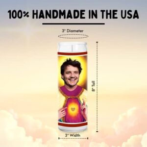 Pedro Pascal Celebrity Prayer Candle - Pablo Funny Saint Candles - Narco Votive Candle - 100% Handmade in US - Funny Celeb Novelty Last TV Show Movie Gift