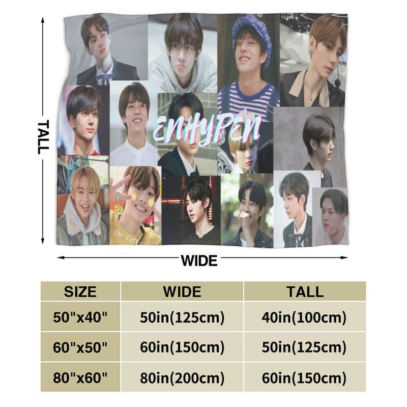 Kpop ENHYPEN Merch Throw Blanket Characters Collage Blanket Soft Warm Bed Blanket for Travelling Camping Living Room Sofa Bedroom 50"X40"