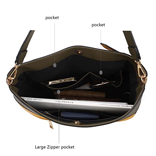 MKF Collection Shoulder Bag for Women, Two Tone Vegan Leather Fashion Hobo Handbag Messenger Purse