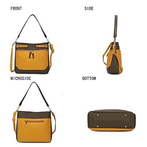 MKF Collection Shoulder Bag for Women, Two Tone Vegan Leather Fashion Hobo Handbag Messenger Purse