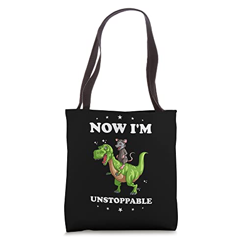 Opossum riding a T-rex Design for Dinosaur and Possum Tote Bag