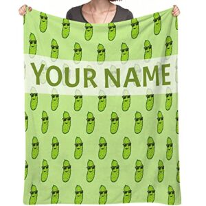 meetuhoney custom pickles blanket gifts, 40″*50″ flannel blanket for girls boys soft cozy lightweight, cute pickle throw blanket for couch bed sofa