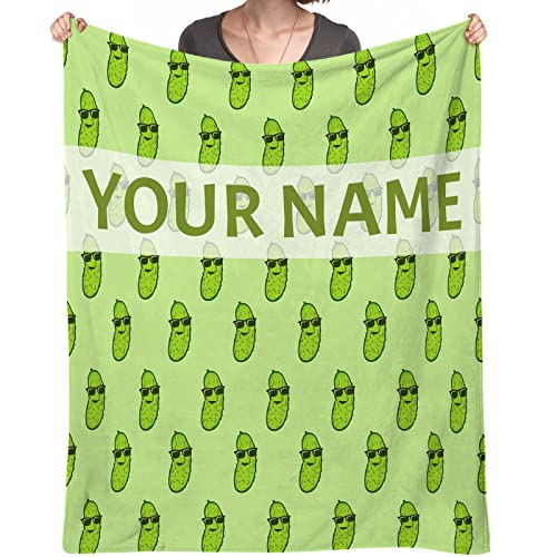 MEETUHONEY Custom Pickles Blanket Gifts, 40"*50" Flannel Blanket for Girls Boys Soft Cozy Lightweight, Cute Pickle Throw Blanket for Couch Bed Sofa