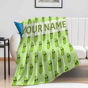 MEETUHONEY Custom Pickles Blanket Gifts, 40"*50" Flannel Blanket for Girls Boys Soft Cozy Lightweight, Cute Pickle Throw Blanket for Couch Bed Sofa