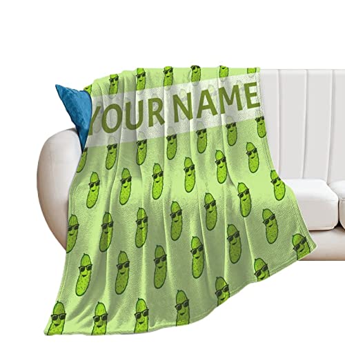 MEETUHONEY Custom Pickles Blanket Gifts, 40"*50" Flannel Blanket for Girls Boys Soft Cozy Lightweight, Cute Pickle Throw Blanket for Couch Bed Sofa