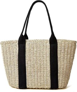 summer beach vacation large tote bag handmade woven shoulder bags straw handbag for women