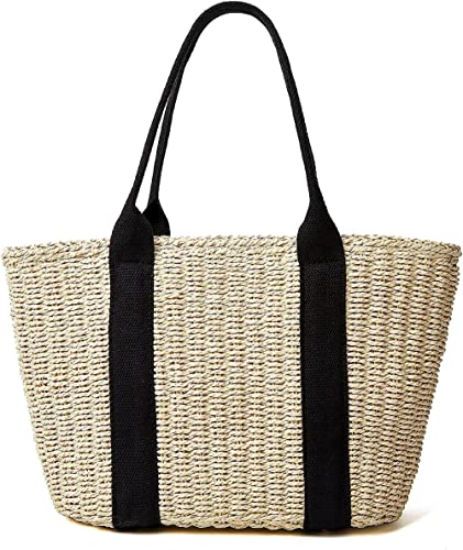 Summer Beach Vacation Large Tote Bag Handmade Woven Shoulder Bags Straw Handbag for Women