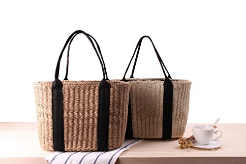 Summer Beach Vacation Large Tote Bag Handmade Woven Shoulder Bags Straw Handbag for Women