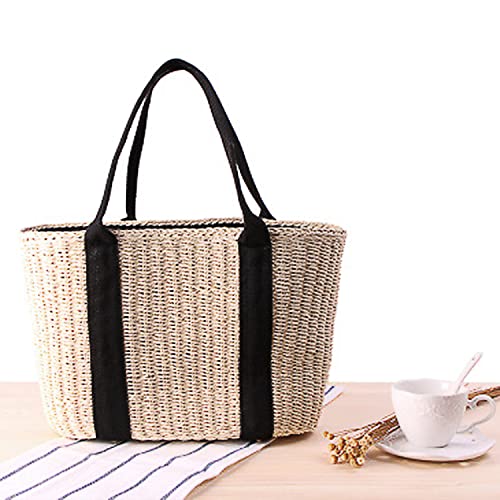 Summer Beach Vacation Large Tote Bag Handmade Woven Shoulder Bags Straw Handbag for Women