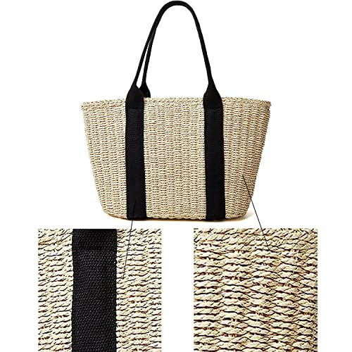 Summer Beach Vacation Large Tote Bag Handmade Woven Shoulder Bags Straw Handbag for Women