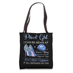 pisces girl birthday high heels dripping lips horoscope tote bag