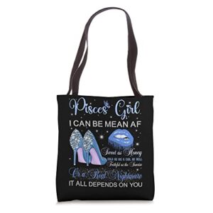 Pisces Girl Birthday High Heels Dripping Lips Horoscope Tote Bag