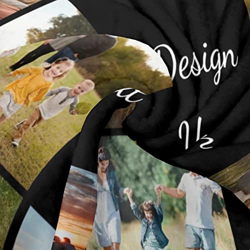 Custom Blanket with Photos Bedding Blankets 60'' x 80'' Personalized Picture Text Name Throw Blanket Birthday Christmas Halloween Valentines Gifts for Adults Kids Mom Family Couples Father